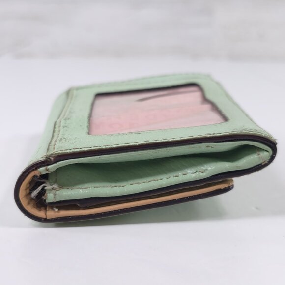KATE SPADE NEW YORK MINT GREEN LEATHER COIN DARLA SMALL WALLET W/ KEYRING *FLAWS - Picture 6 of 16